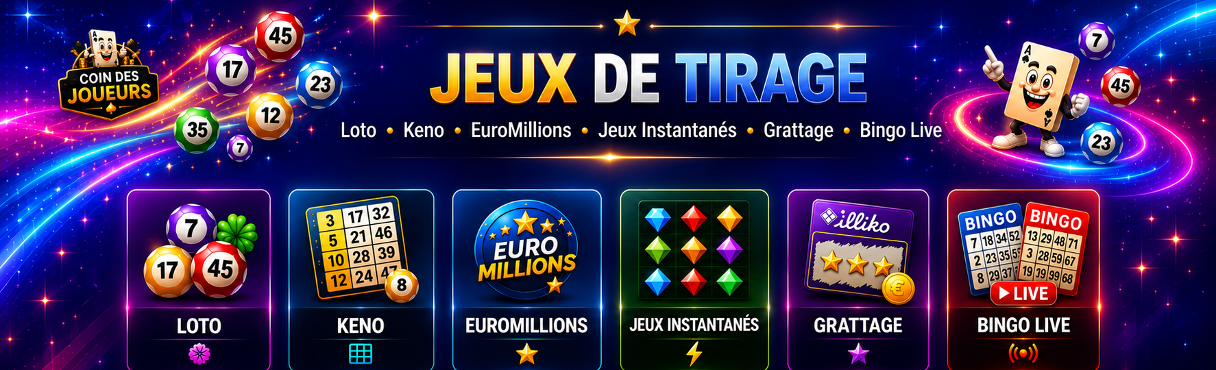 Jeux de tirage Loto EuroMillions Keno Bingo Live Coin des Joueurs