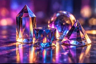 Illustration originale d’ambiance : prismes de verre colorés