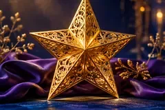 Illustration originale d’ambiance : étoile décorative dorée dans une ambiance lumineuse