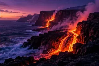 Illustration originale d’ambiance : paysage volcanique