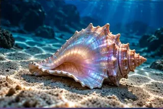 Illustration originale d’ambiance : coquillage dans un décor sous-marin